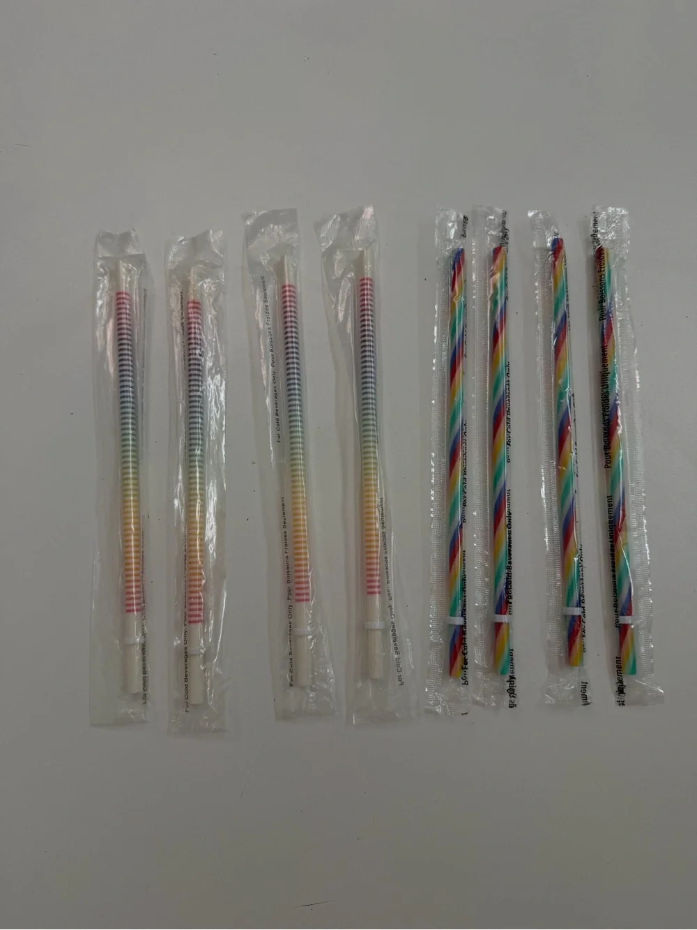 Starbucks Straws Plastic Rainbow Striped Ombré Multicolor Sealed New Set 8